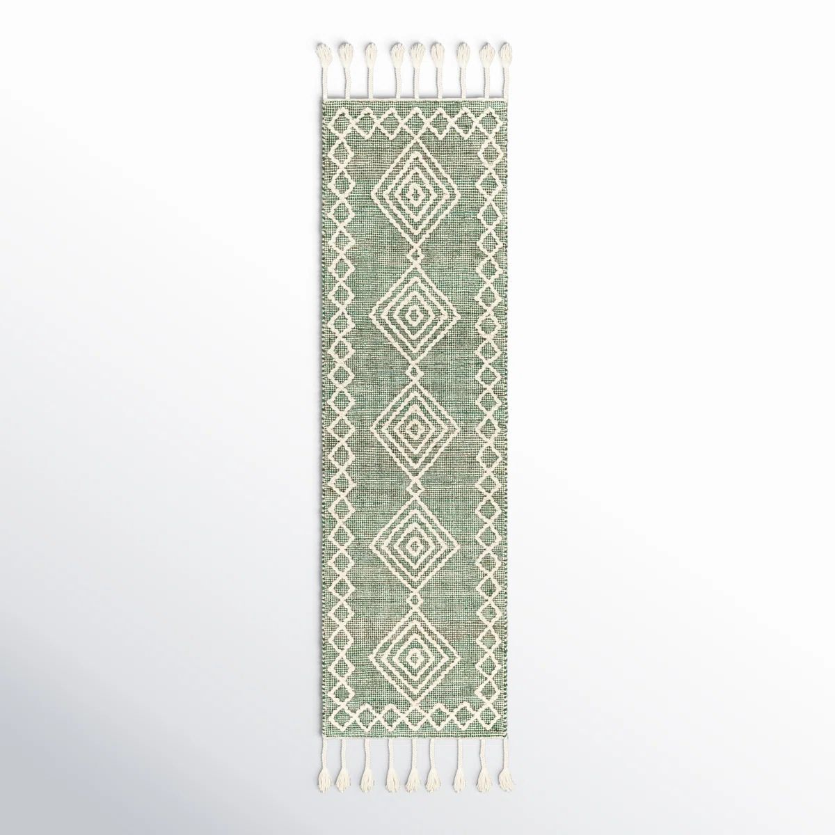 A green runner rug