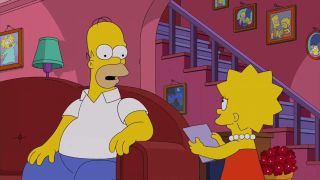 Lisa talking to Homer on The Simpsons