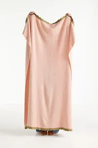 Anthropologie Scalloped Wool Blend Knit Throw Blanket