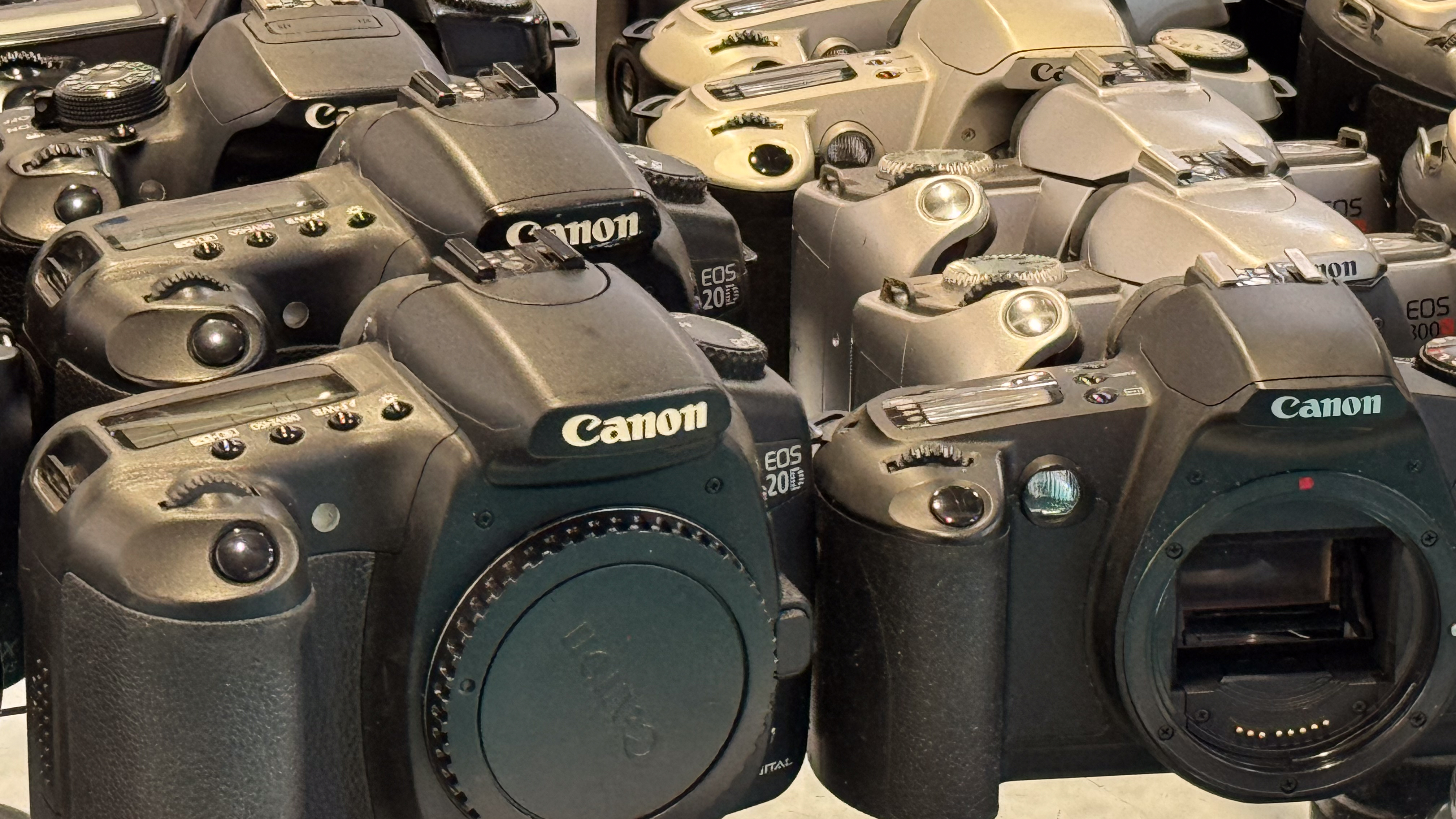 Old camera gear on secondhand store at The Photograph &amp; Video Show