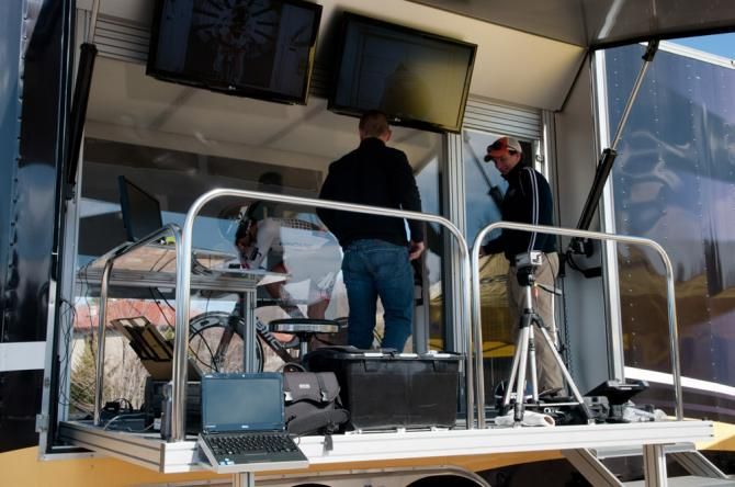 The team is sponsored by Speed Tunnel, which provides mobile wind tunnel testing. A trailer unfolds into a complete wind tunnel testing environment.
