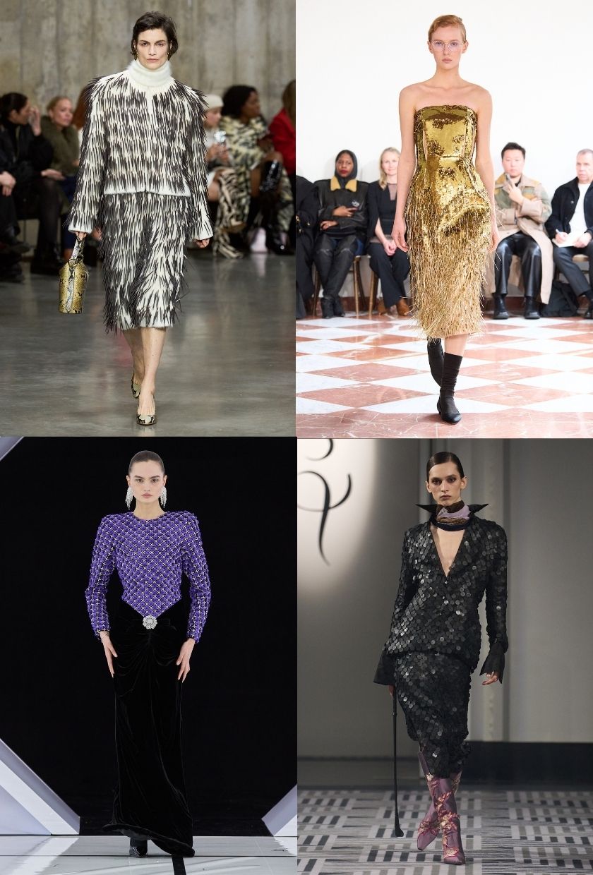 Collage of runway images from London Fashion Week AW/26