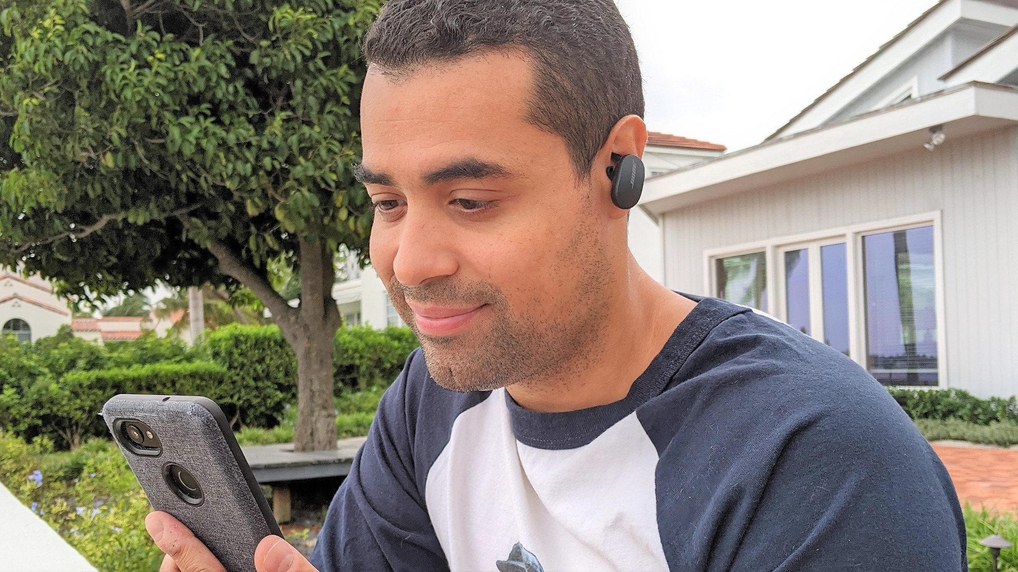 Bose QuietComfort Earbuds worn by Alex Bracetti testing call quality