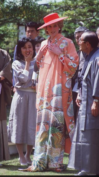 Princess Diana wearing a kimono