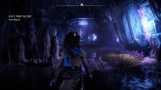 Young Aloy exploring an underground cavern in Horizon Forbidden West Remastered