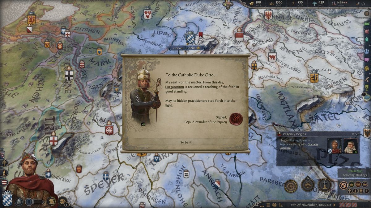 Receiving a letter from the Pope.