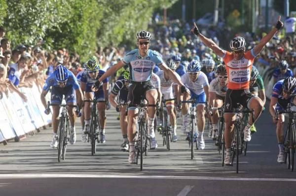 Francesco Chicchi (Omega Pharma - Quick Step) wins in the leader's jersey at the Tour de San Luis