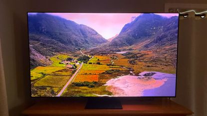 The TCL QM7L showing its picture quality with a landscape scene