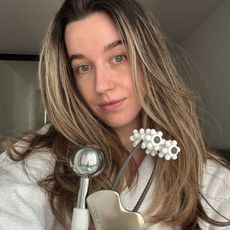 Junior beauty editor Grace Lindsay testing the best facial massagers