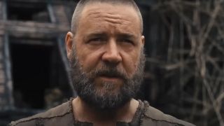 Russell Crowe looking towards the camera ominously in Noah.