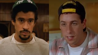 Side by side of Bad Bunny and Adam Sandler