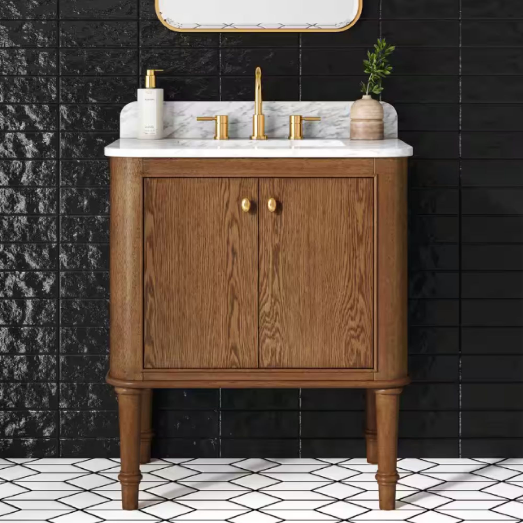 Single Sink Cinnamon Oak Bath Vanity