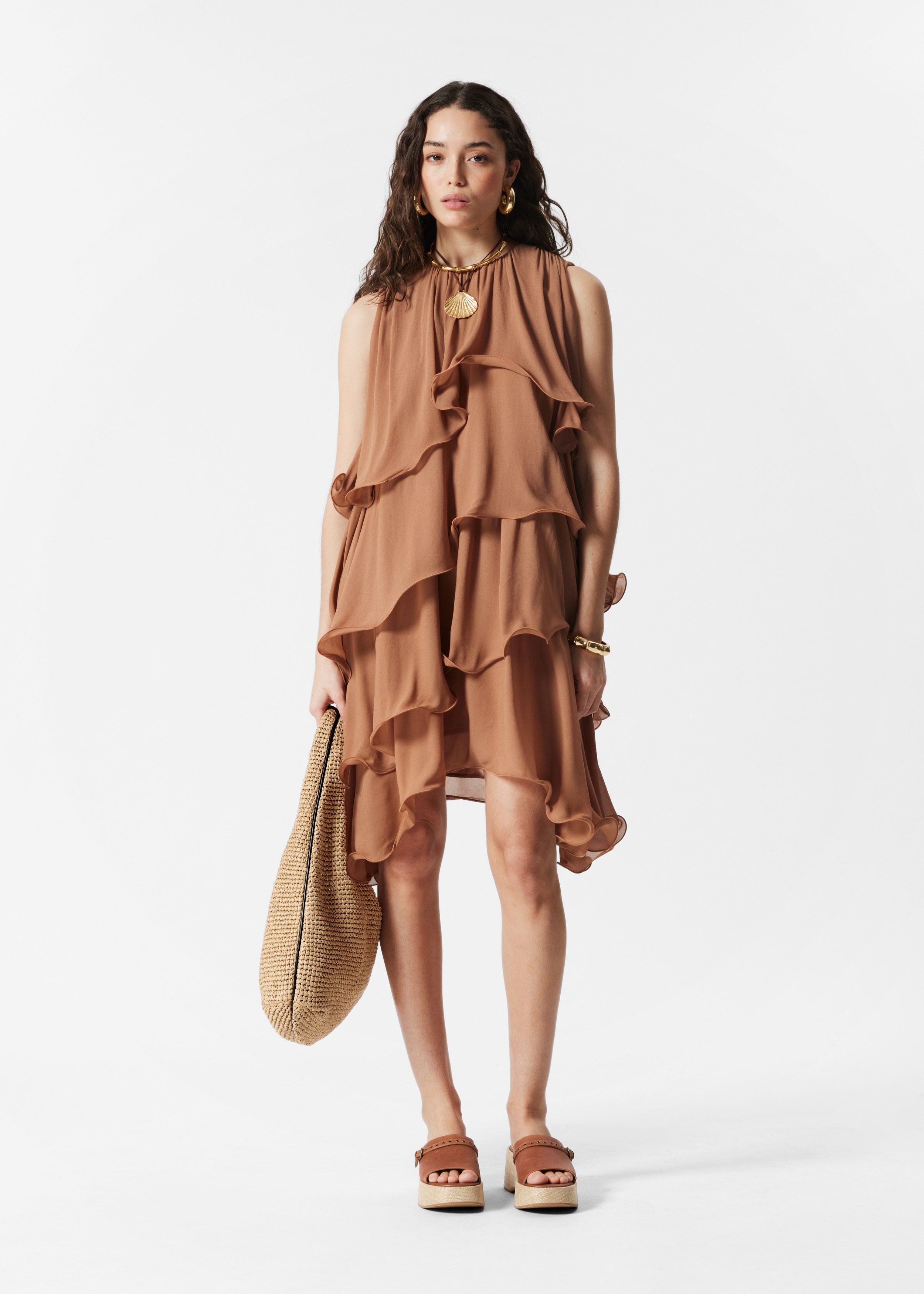 Sleeveless Frill Mini Dress