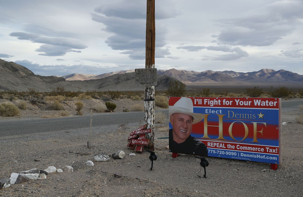 A campaign sign for Dennis Hof.