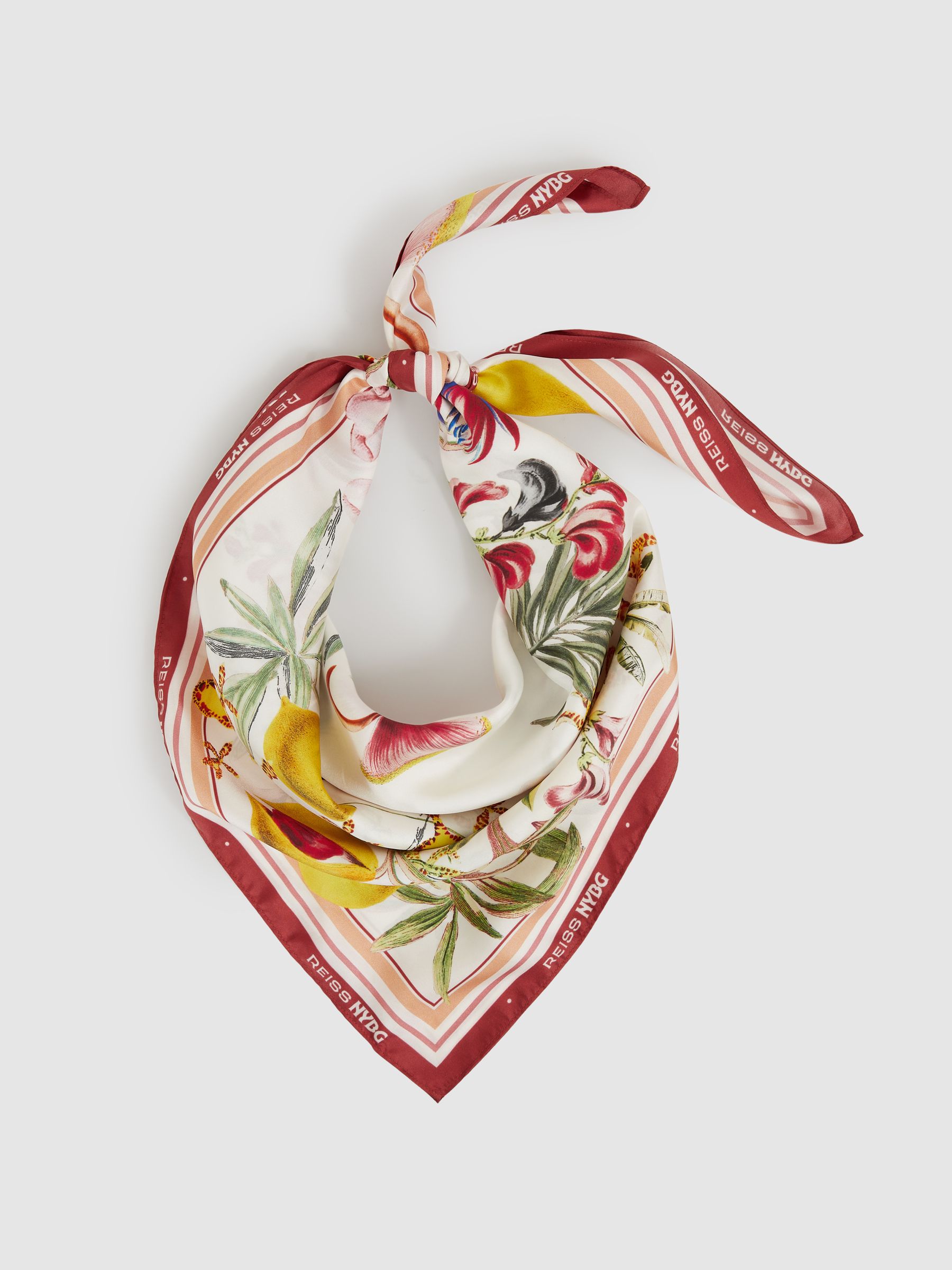 Nybg Silk Floral-Print Scarf in White