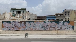 Long mural on Havana's waterfront