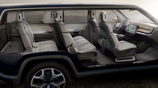 rivian r1s cross section with seven seat configuration