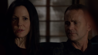 Mary-Louise Parker looking angry as Naomi Hyland on The Blacklist