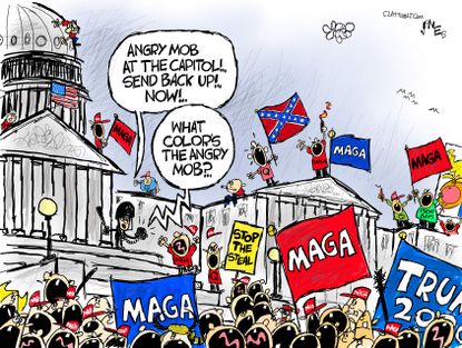 Political Cartoon U.S. Trump MAGA Capitol riots police response