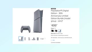 PS Direct listing page for PS5 Slim 30th Anniversary Edition