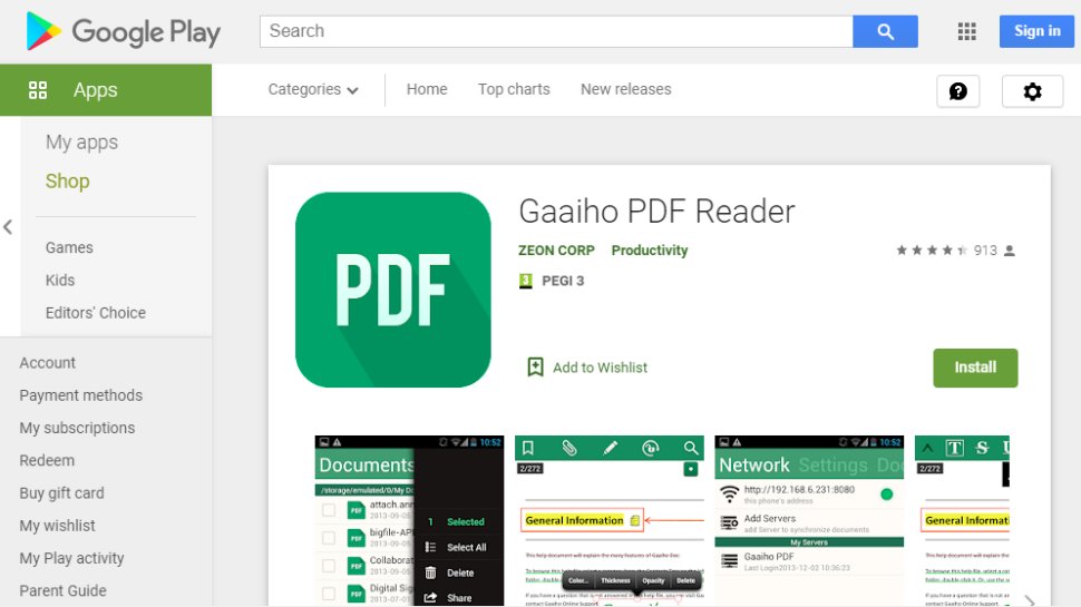 Website screenshot for Gaaiho PDF Reader