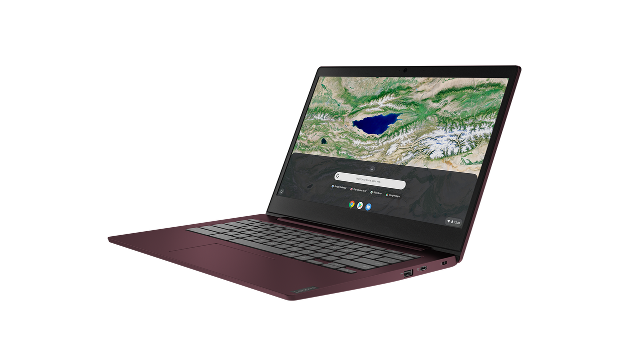 The 14-inch Lenovo Chromebook S340 in 'orchid'.