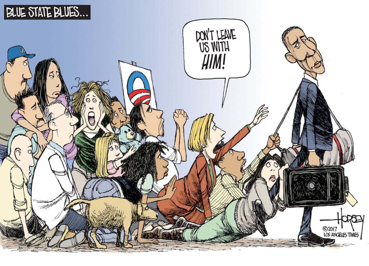 Political Cartoon U.S. Obama Blue state blues