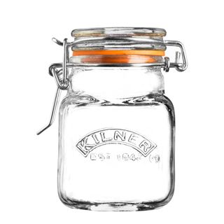 Kilner Clip Top Square Glass Jar on a white background