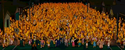The Simpsons angry mob torches pitchforks