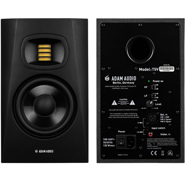 A pair of Adam Audio T5V studio monitors