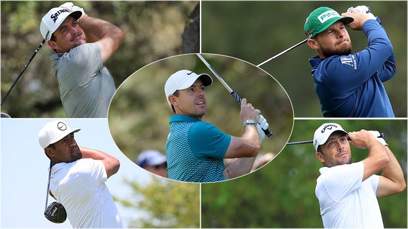 Five golfers pictured in a montage