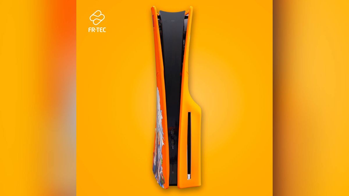 Official marketing image of the FRTEC Dragon Ball Z Silicone Cover For PS5 Disc Slim Edition Console.