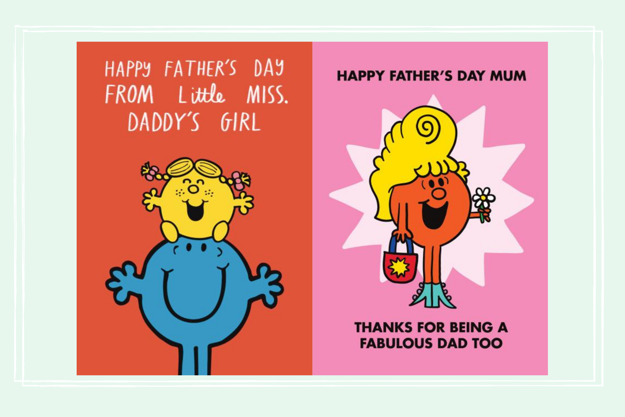 Two of the Mr Men and Little Miss cards on sale for Father&#039;s Day at thortful