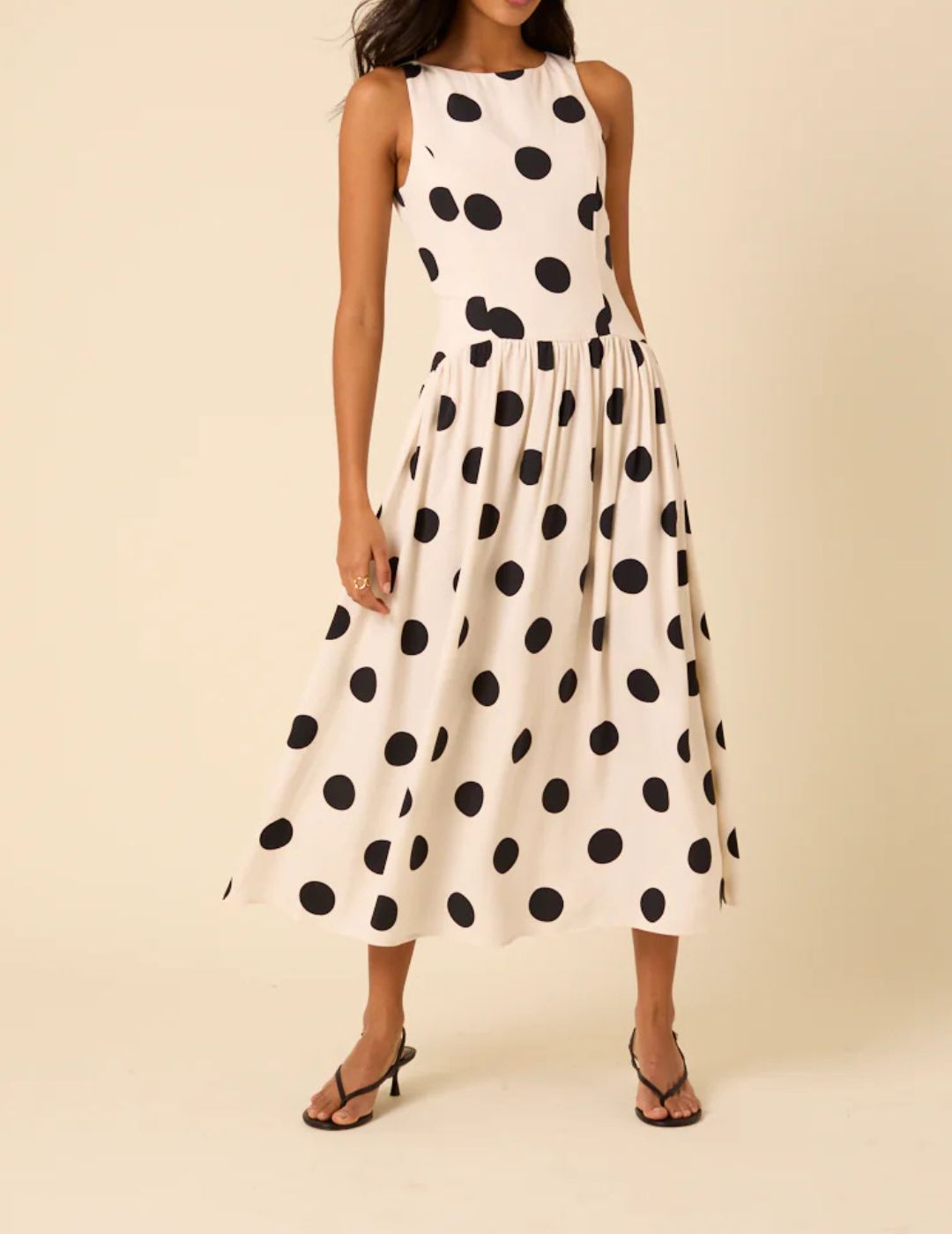 Nobody's Child , White Polka Dot Kyla Midi Dress
