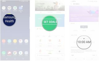 Open Samsung Health, Tap set goals, drag the slider to adjust the goal