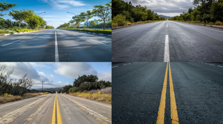 Midjourney generated images of a road with --no cars