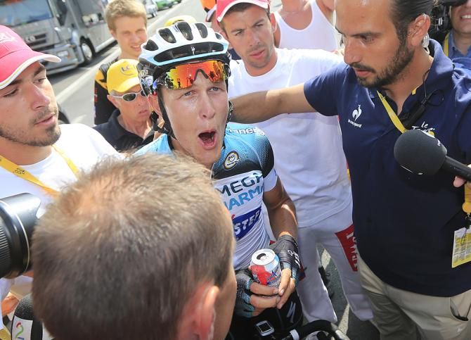 Matteo Trentin (Omega Pharma-Quickstep) can't believe he's just won a stage of the Tour de France