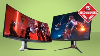 The best G-Sync monitor header image with PC Gamer Recommended logo