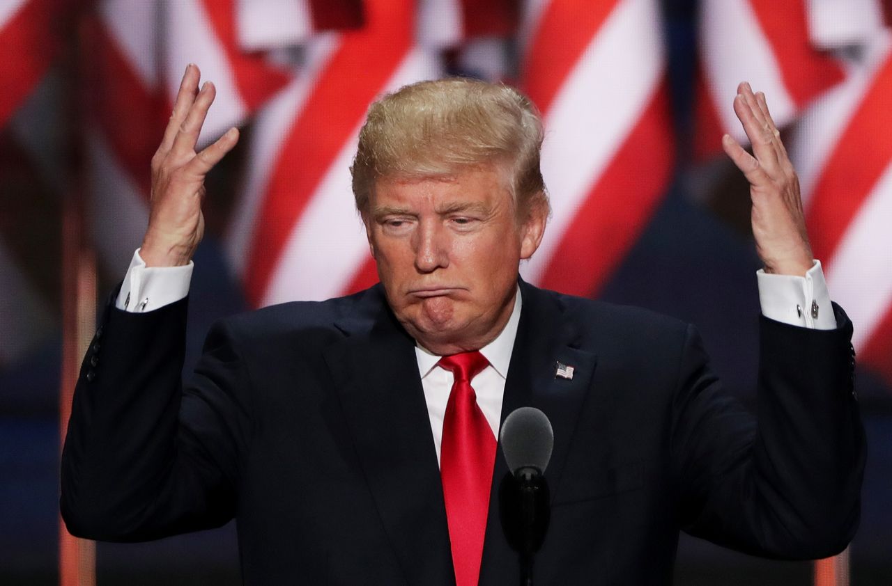 Donald Trump throws up his hands at the RNC