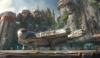 Concept art of the Millennium Falcon for Star Wars Galaxy's Edge