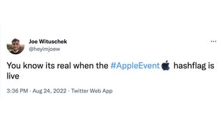  Κατακερματισμός Twitter για την εκδήλωση της Apple τον Σεπτέμβριο του 2022
