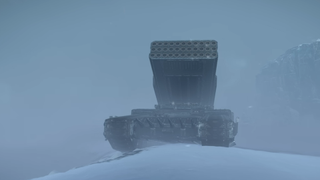 The Rocket Tank in Helldivers 2 waits on a snowdrift