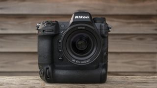 The Nikon Z9 camera on a wooden table