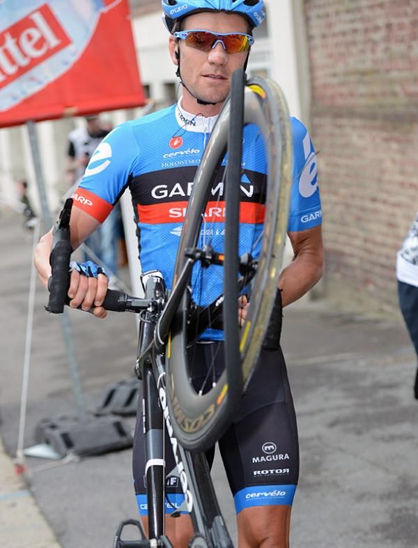 The finale of stage 5 did not go as planned for David Zabriskie (Garmin-Sharp).