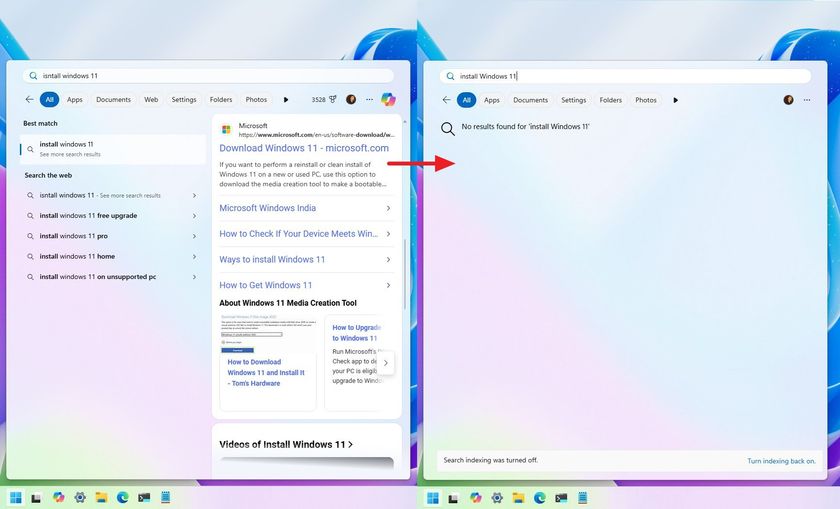 Windows 11 disable web results