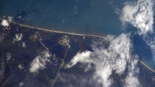 Russian cosmonaut Ivan Vagner captured this photo of Cape Canaveral, Florida from the International Space Station approximately 2 minutes before SpaceX launched the Demo-2 mission from there on May 30, 2020.