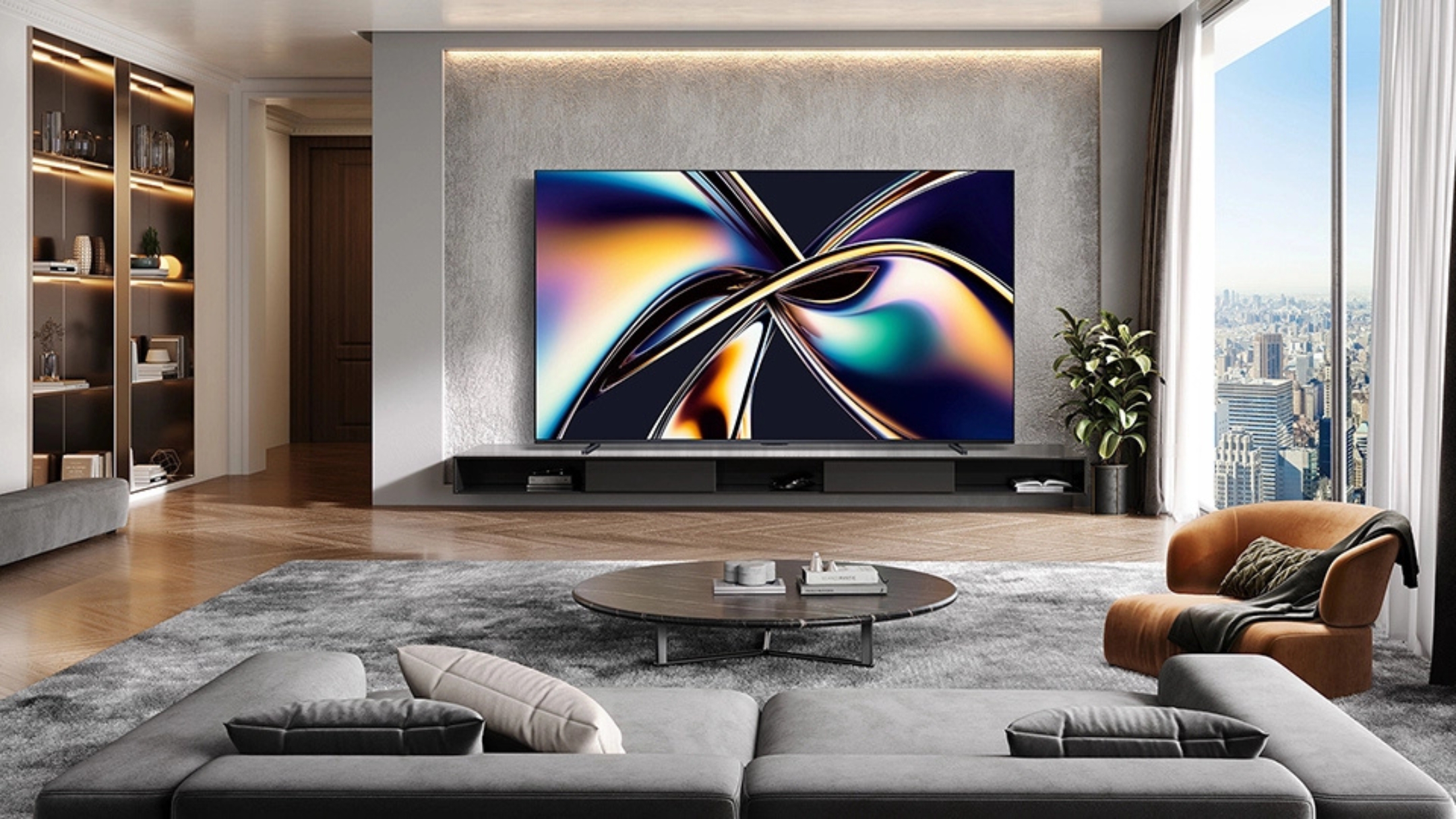 hisense u8 series in a modern living room