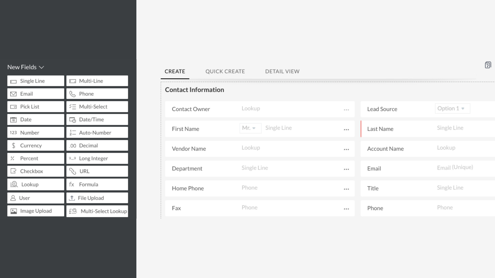 Zoho CRM's custom fields setting demonstrated