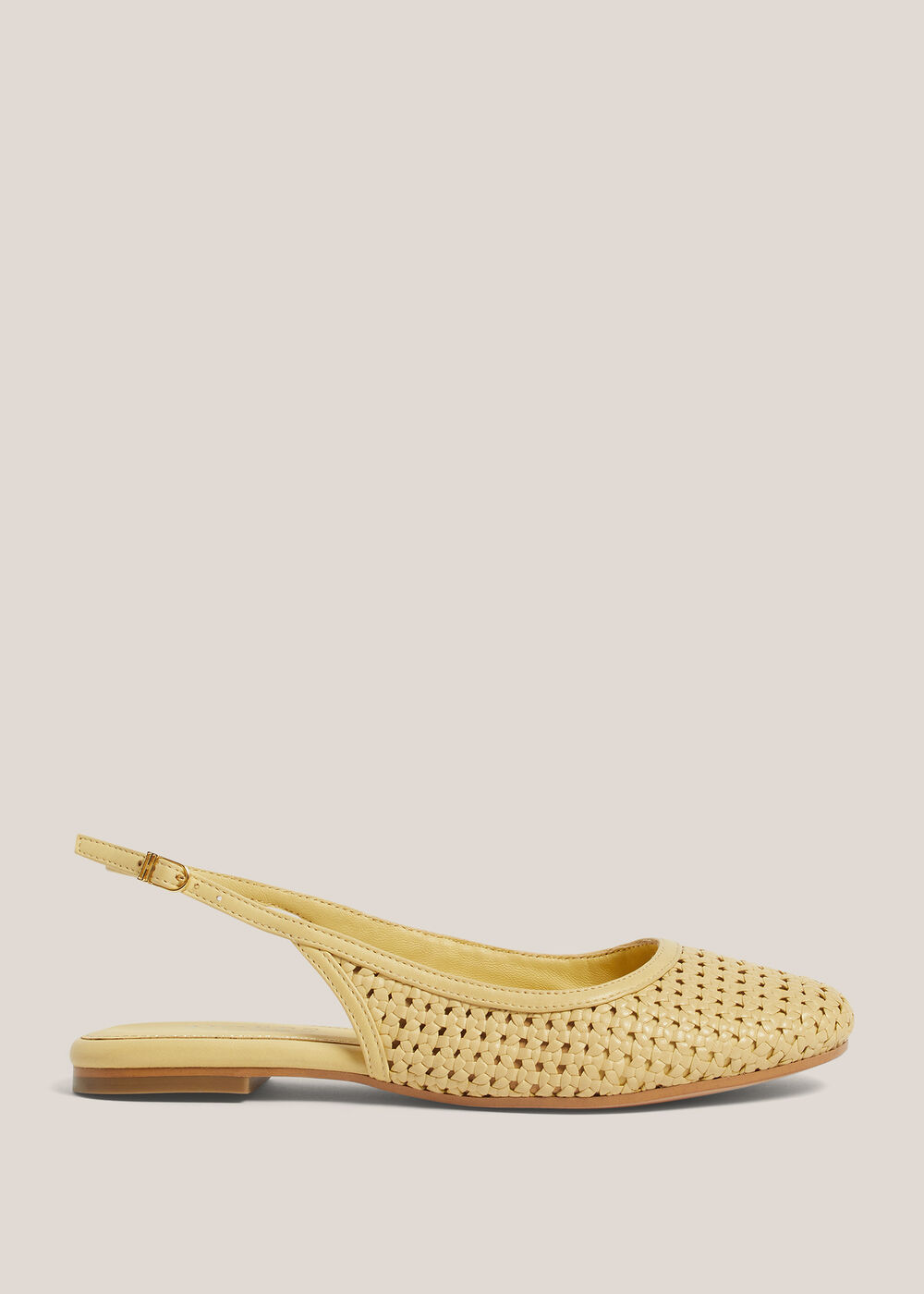 Georgia Leather Woven Flat Slingbacks