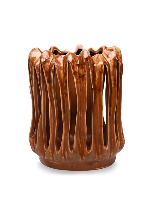 Denton Reactive Glaze Candleholder Brown